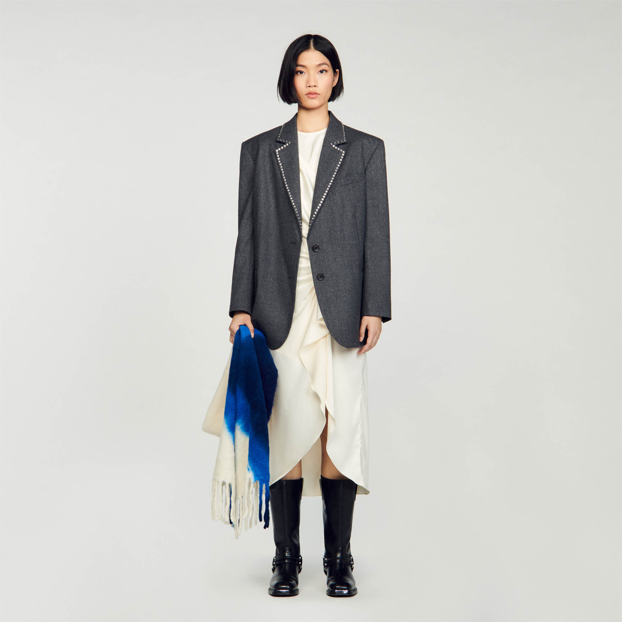 Rhinestone Suit Jacket : Coats & Jackets&nbsp; color Dark Grey