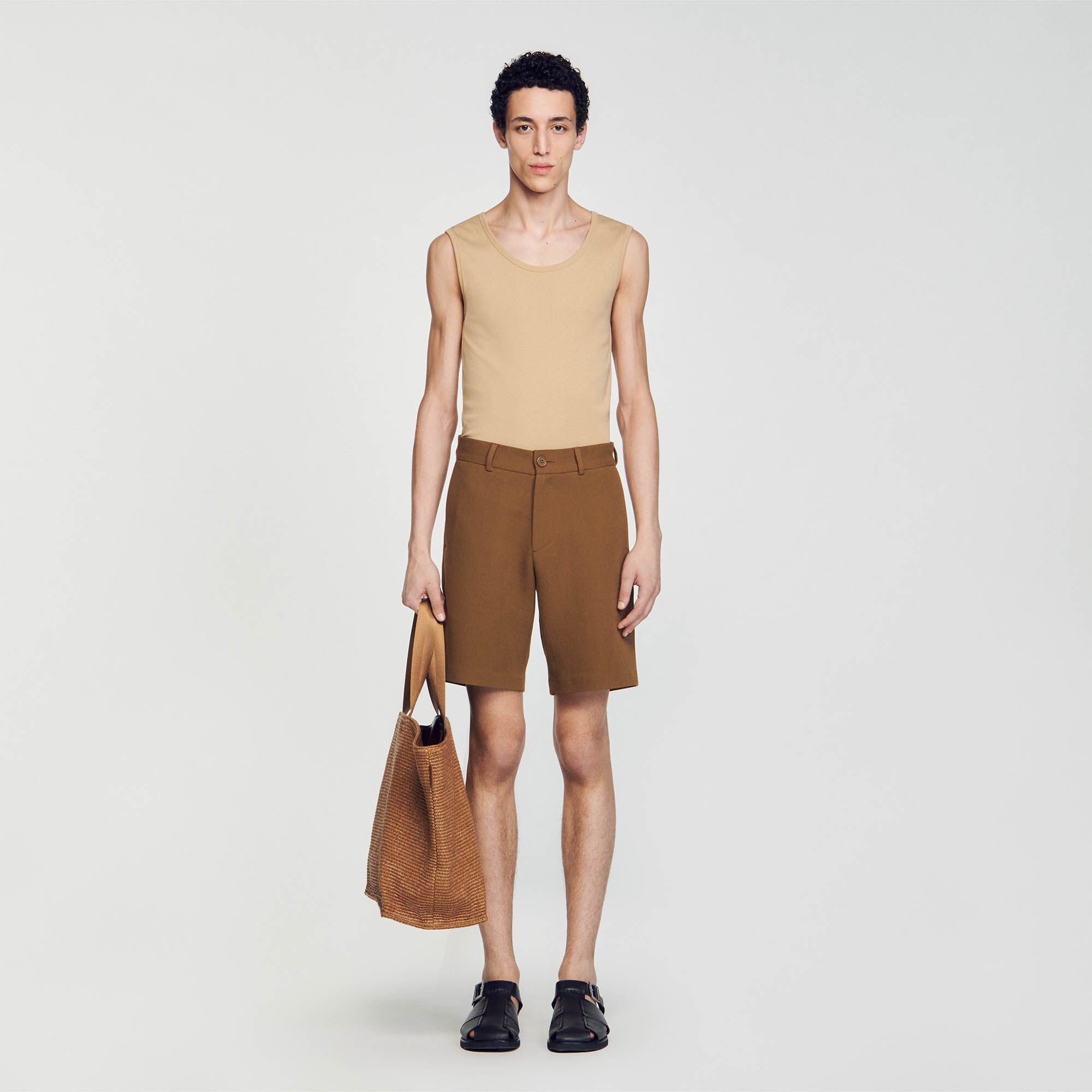 Cotton Shorts : Pants & Shorts color Camel