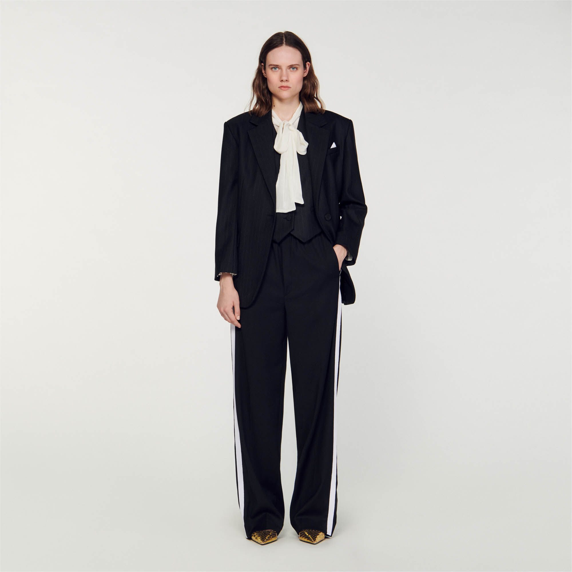 Pinstripe Jacket : Coats & Jackets&nbsp; color Black / Grey