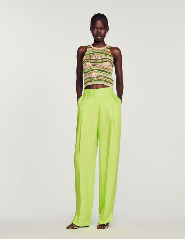 High-Waisted Trousers : Pants color Anise