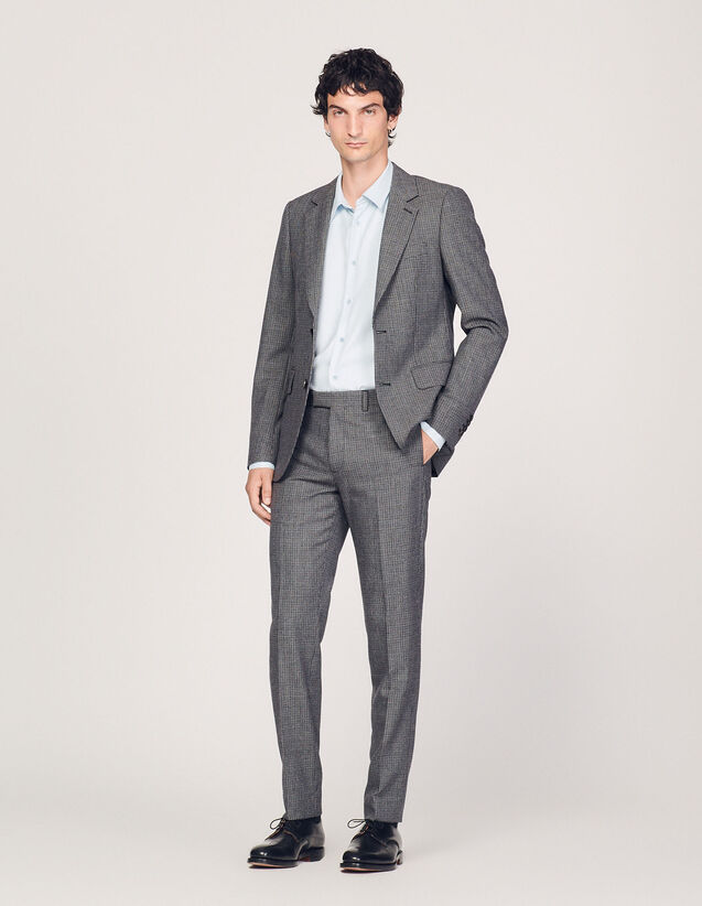 Virgin Wool Suit Trousers : Pants & Shorts color Mocked Grey