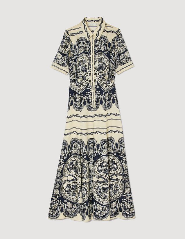 Patterned Maxi Dress : Dresses color Beige / Navy
