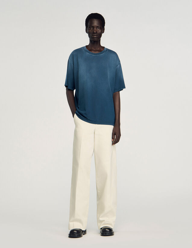 Oversized Cotton T-Shirt - SHPTS01717 | sandro-paris.com Oversized Cotton T-Shirt : T-shirts & Polo shirts color Midnight Blue