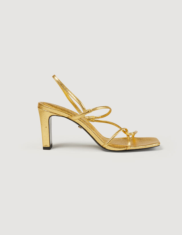 Embossed Leather Sandals : Sandals color Gold