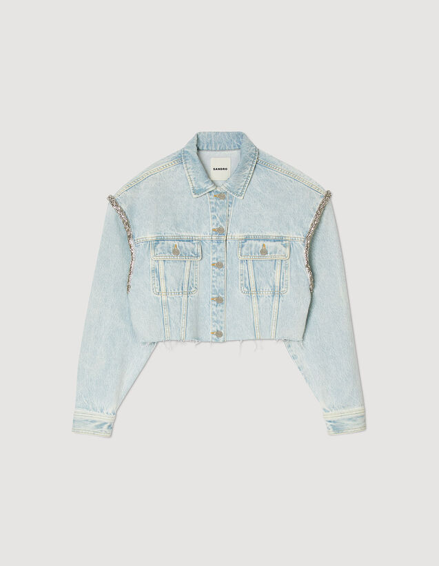 Cropped Denim Jacket : Blazers & Jackets color Light bu jean