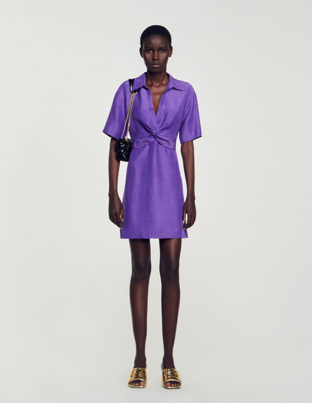 Short Dress With Shirt Collar : Dresses color Purple
