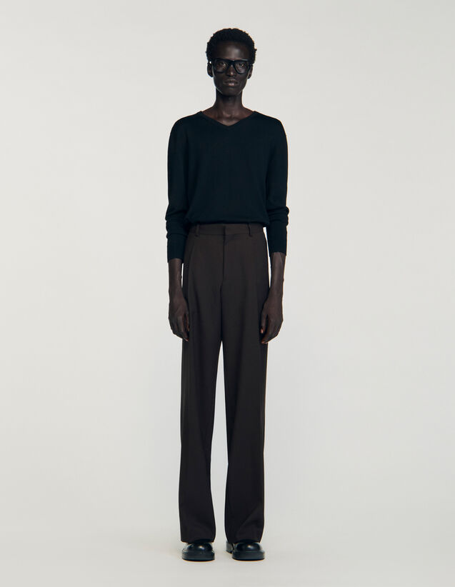 Wool Suit Trousers - SHPPA01711 | sandro-paris.com Wool Suit Trousers : Suits & Tuxedos color Chocolate