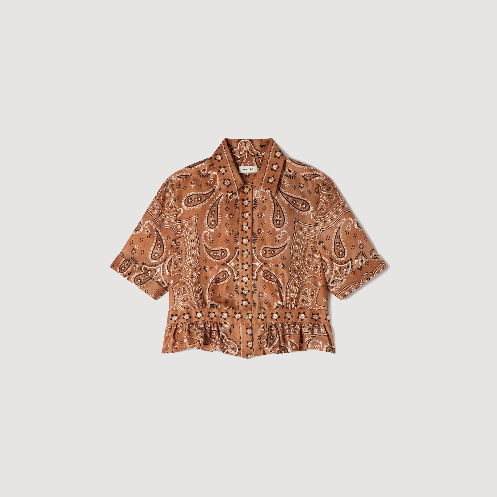 Bandana Print Cropped Shirt : Shirts color Brown / Black
