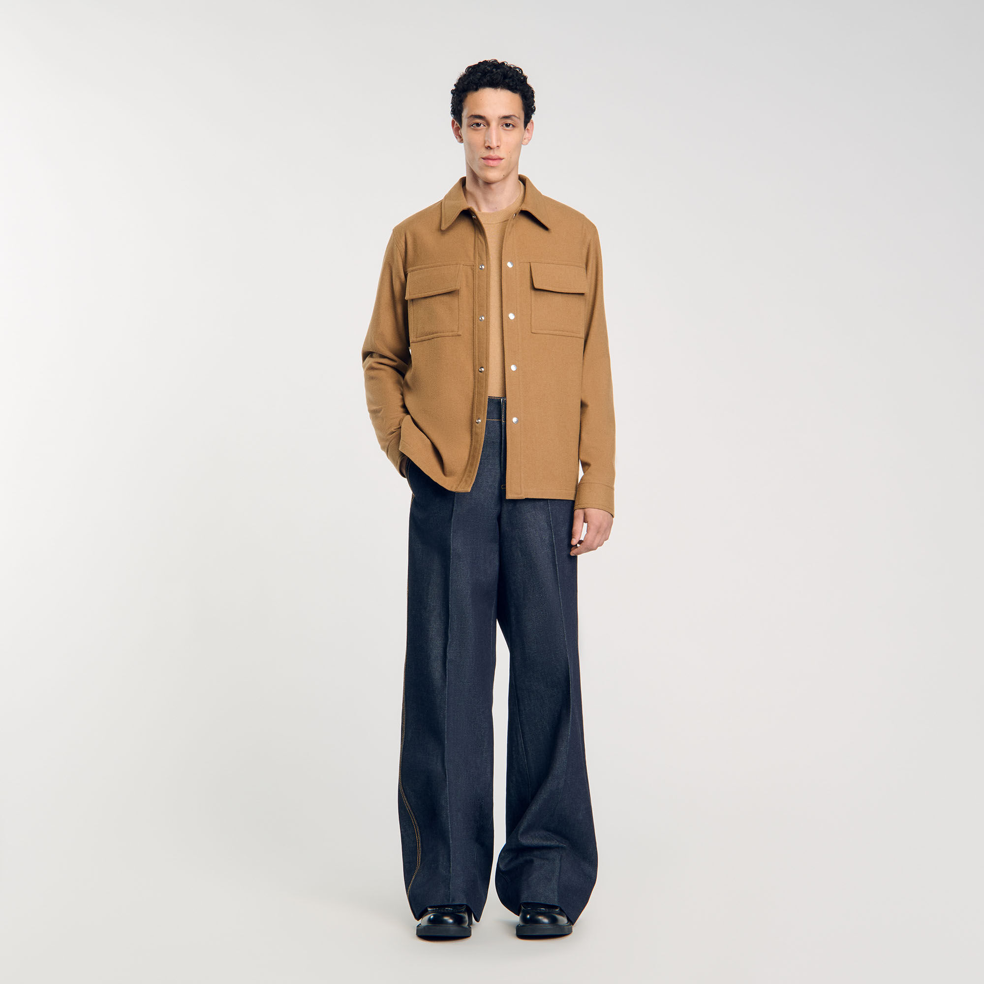 Wool Overshirt : Jackets & Coats color Camel
