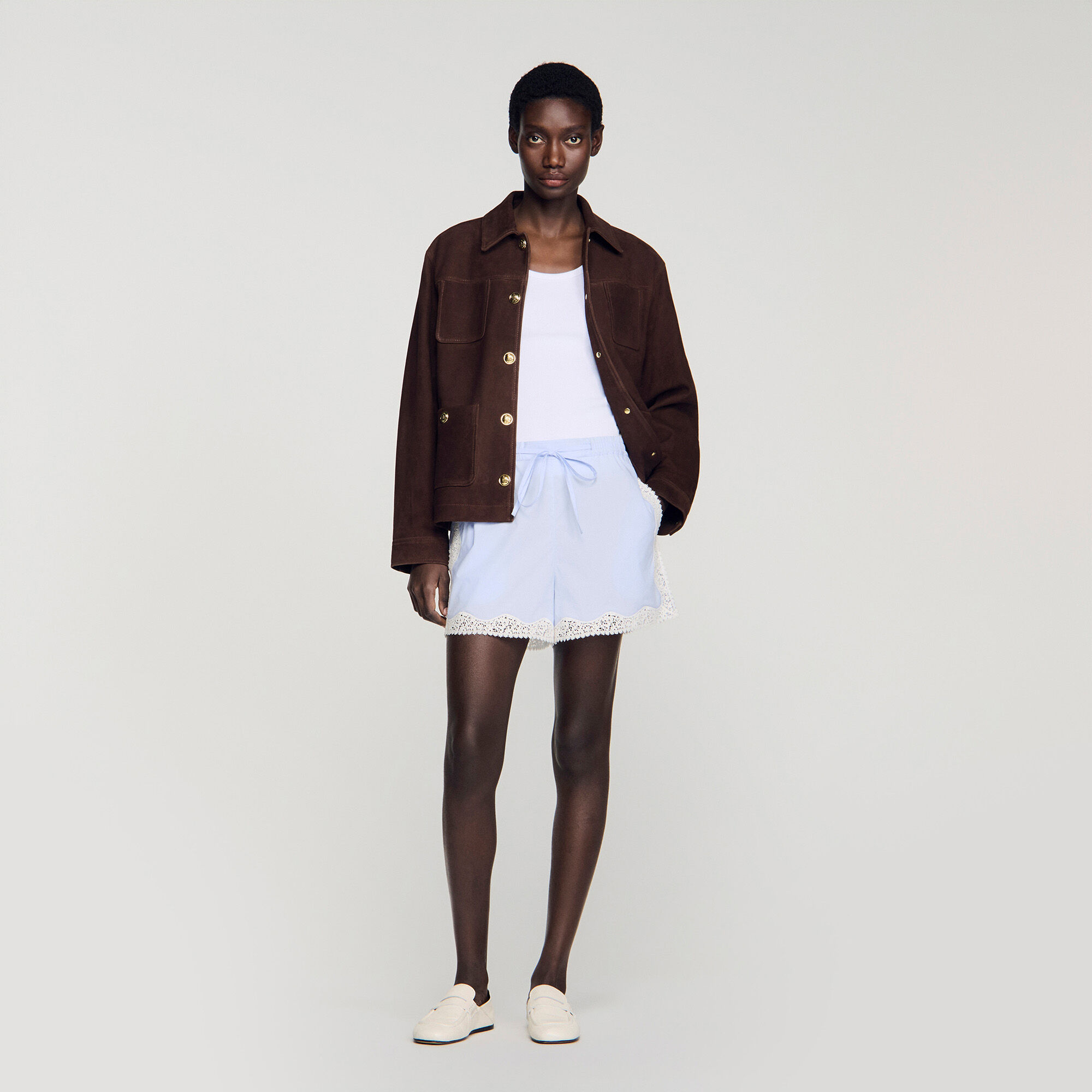 Lace Detail Shorts : Skirts & Shorts color Sky Blue