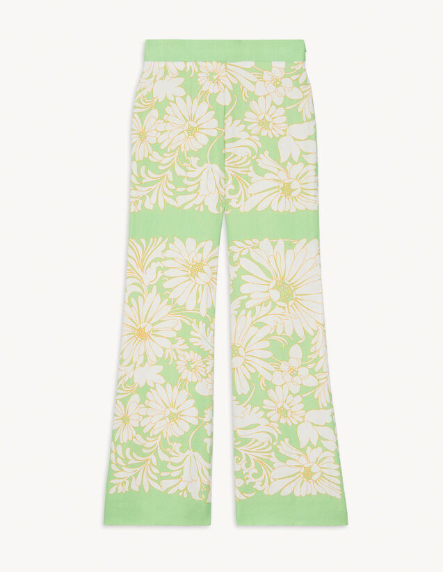 Loose-Fitting Printed Daisy Trousers : Pants color Green lemon