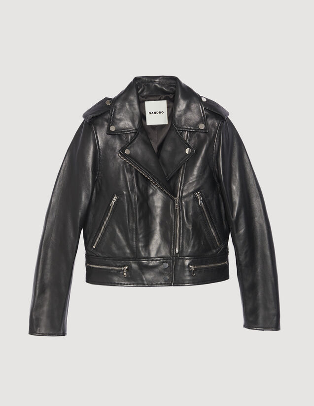 Leather Jacket : Blazers & Jackets color Black