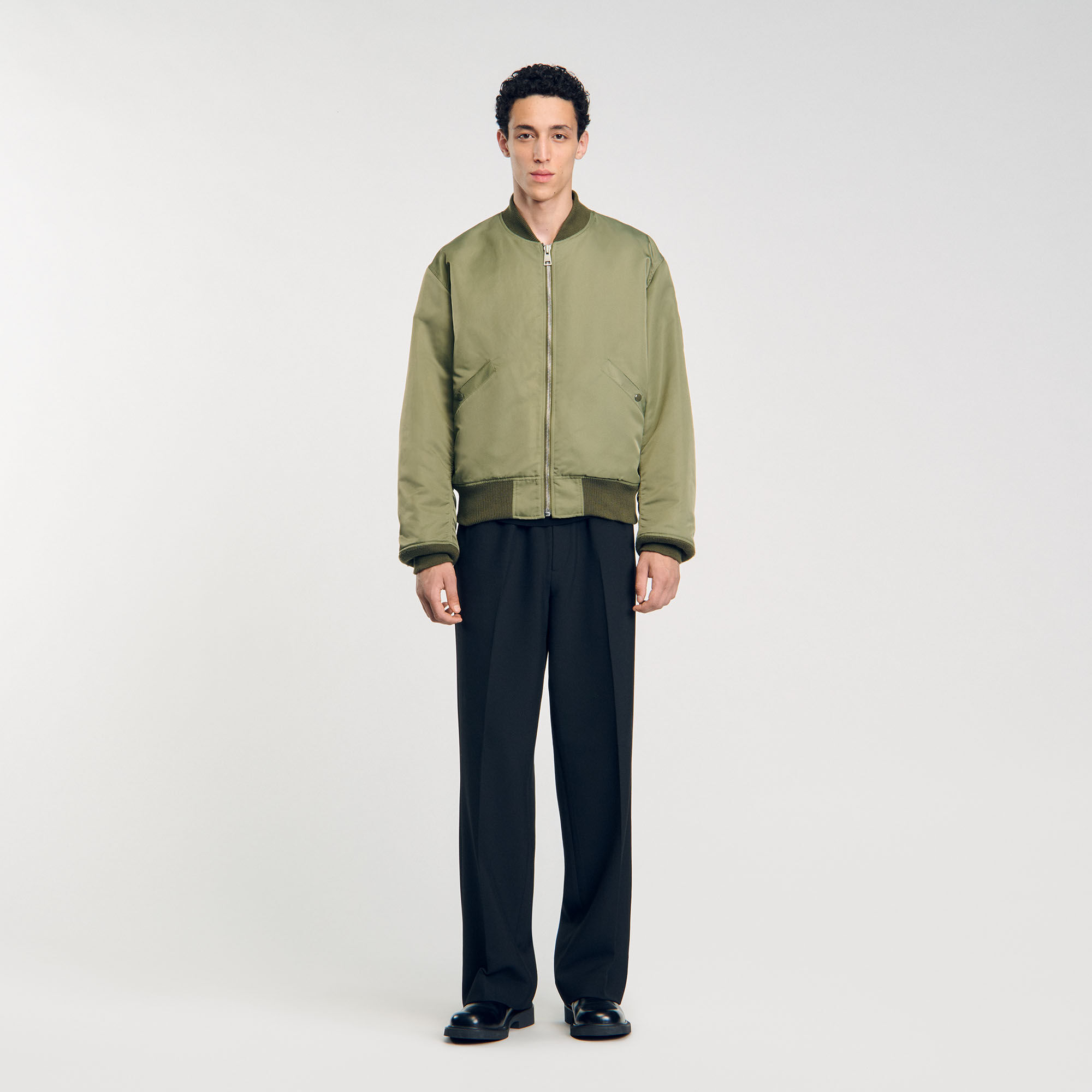 Zip-Up Bomber Jacket : Jackets & Coats color Olive Green
