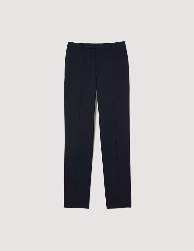 Virgin Wool Suit Trousers : Pants & Shorts color Navy Blue