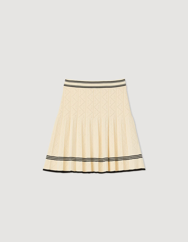 Short Pleated Knit Skirt : Skirts & Shorts color Ecru