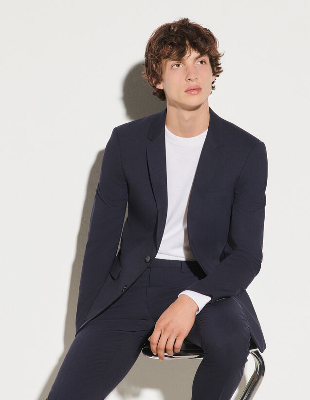 Classic Wool Suit Jacket - SHPVE00183 | sandro-paris.com Classic Wool Suit Jacket : Suits & Tuxedos color Navy Blue