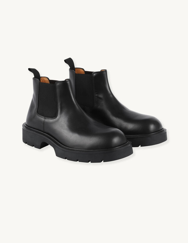 Leather Ankle Boots : Shoes color Black