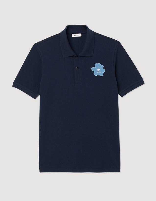 Flower Embroidery Polo Shirt : T-shirts & Polo shirts color Navy Blue
