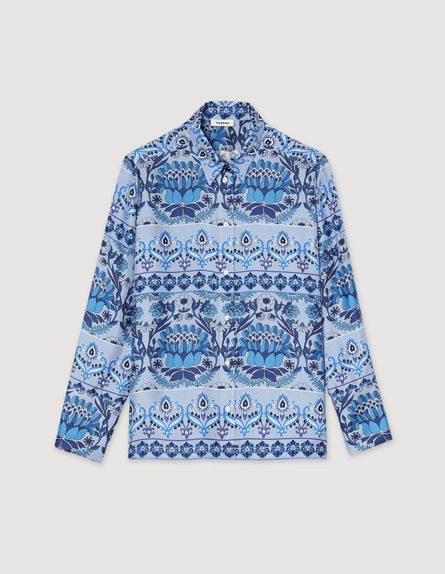 Printed Silk Shirt : Shirts color Blue