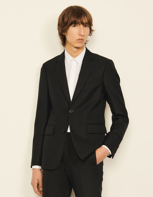 Virgin Wool Suit Jacket : Suits & Tuxedos color Black