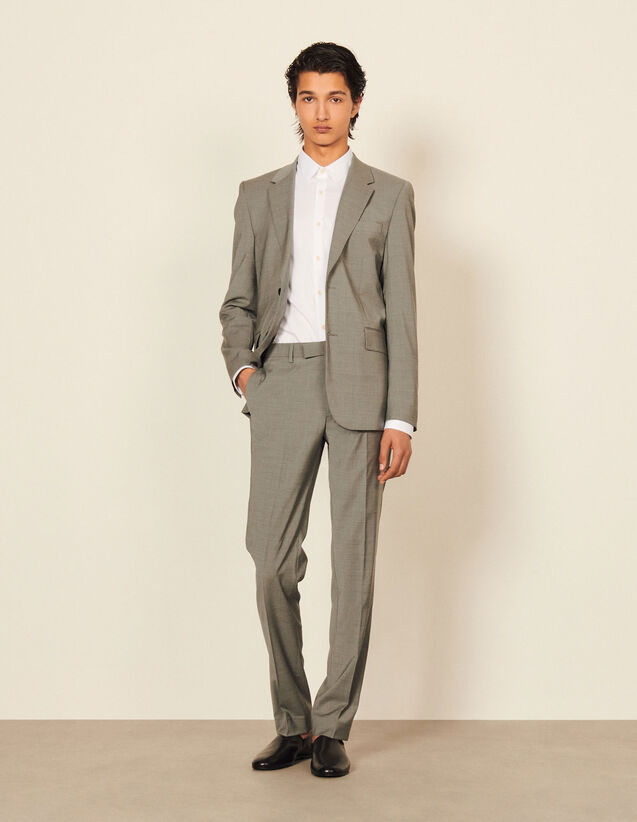 Stretch Suit Trousers : Pants & Shorts color Light Grey Mocked