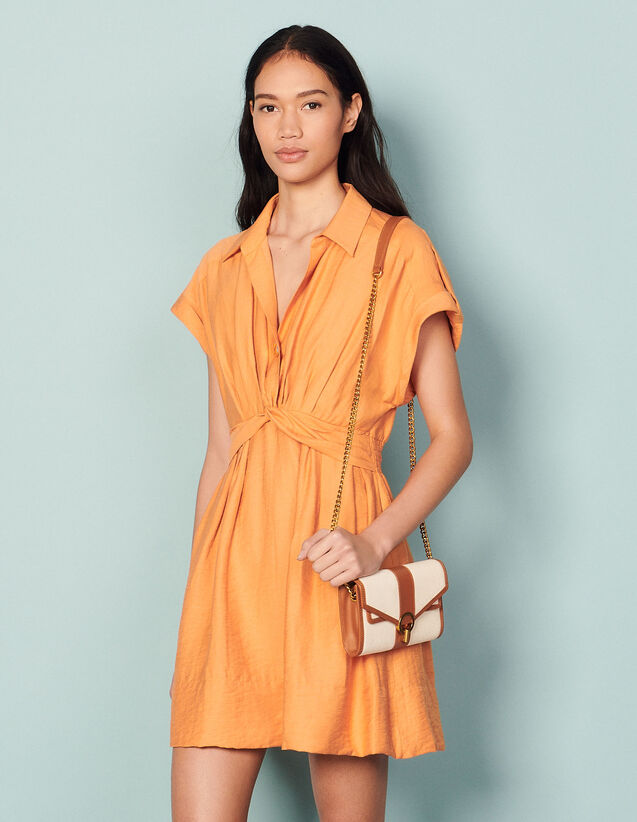 Short Linen Dress : Dresses color Pumpkin