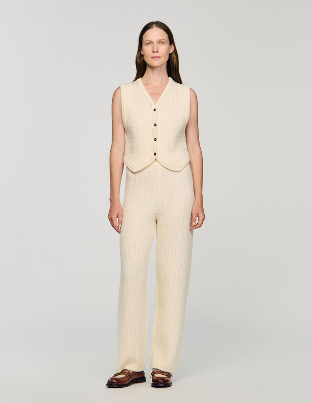 Cable Knit Trousers - SFPPA01810 | sandro-paris.com Cable Knit Trousers : Pants color Ecru