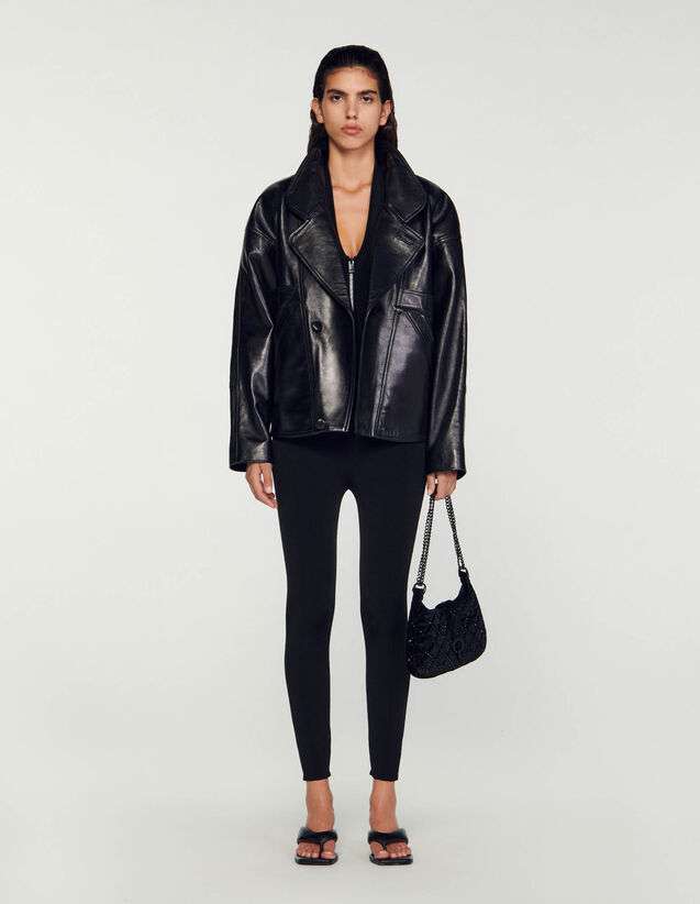 Oversized Leather Jacket : Blazers & Jackets color Black