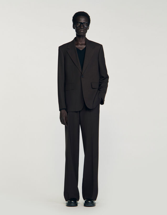 Wool Suit Jacket - SHPVE01170 | sandro-paris.com Wool Suit Jacket : Suits & Tuxedos color Chocolate