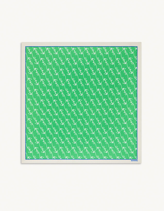 Pleated And Printed Scarf : Scaves color Green/White