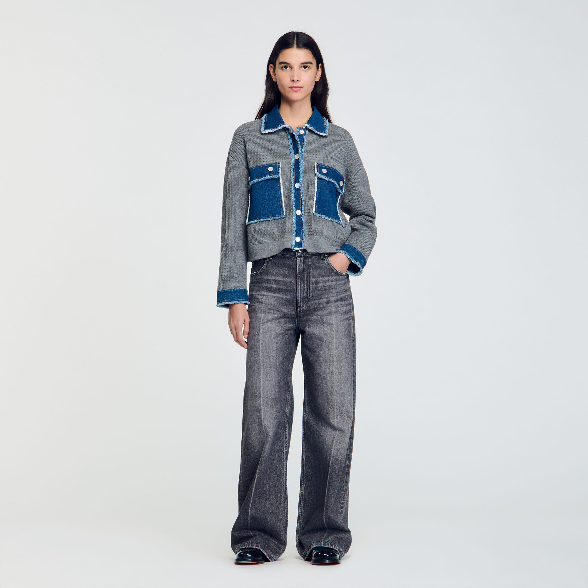 Denim And Knitwear Coatigan Sweaters Cardigans Sandro paris