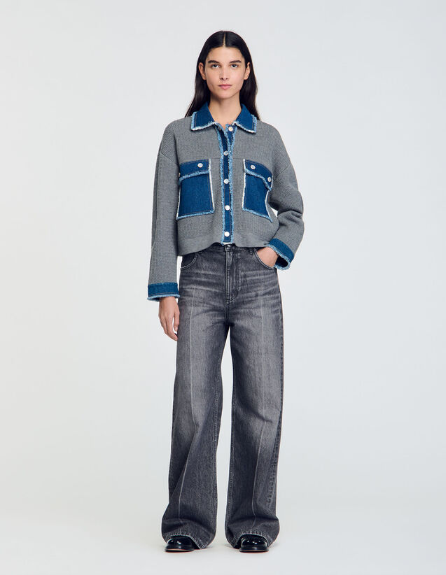 Denim And Knitwear Coatigan : View All color
