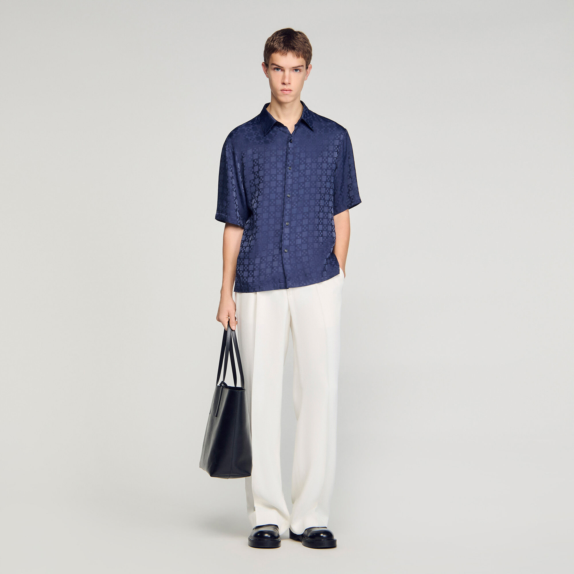 Square Cross Loose-Fit Shirt : Shirts color white