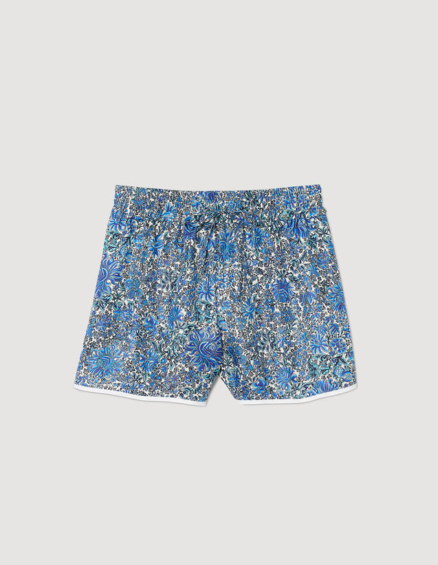 Floral Print Shorts : Skirts & Shorts color Blu / White