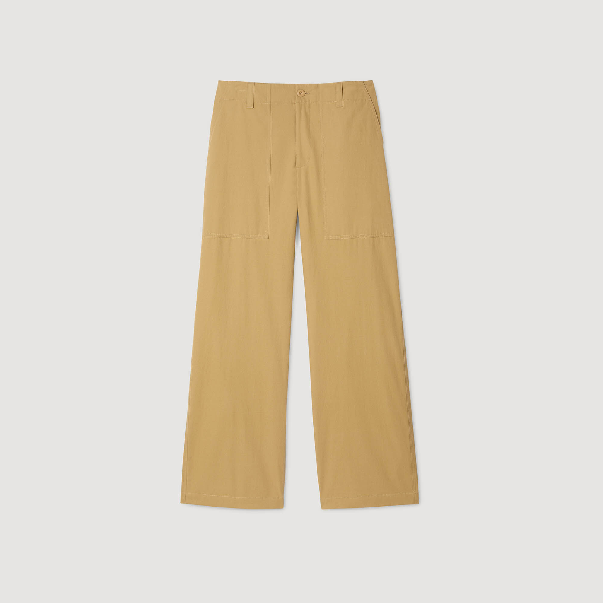 Wide-Leg Cotton Trousers : Pants & Shorts color Ocher Yellow