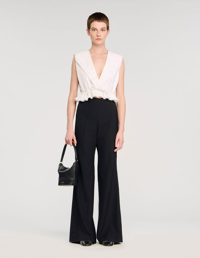 Satin Stripe Suit Trousers - SFPPA01530 | sandro-paris.com Satin Stripe Suit Trousers : Pants color Black
