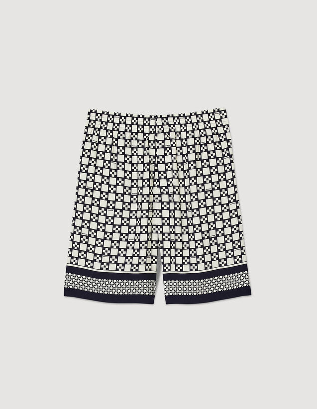 Square Cross Patterned Bermuda Shorts : Pants & Shorts color Ecru / Navy