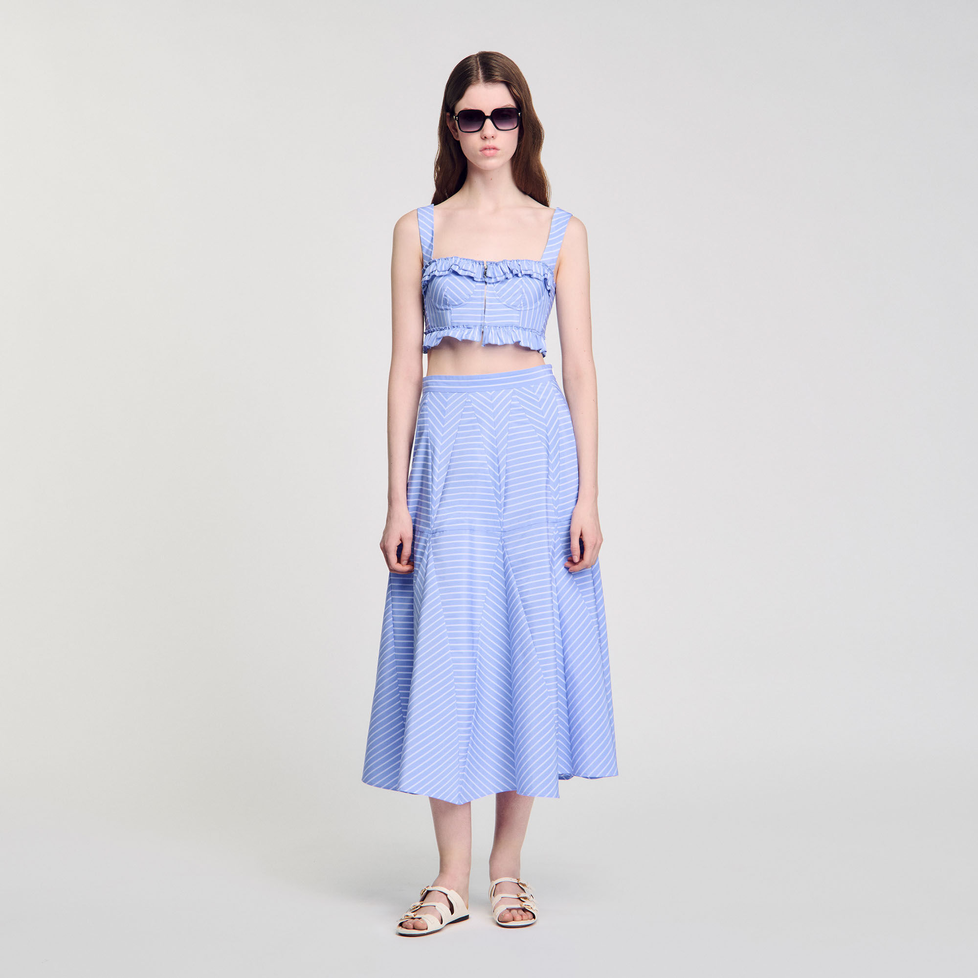 Long Striped Skirt : null color Blu / White