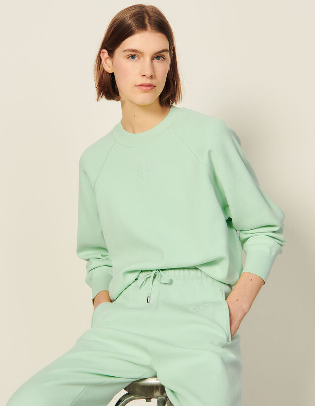Embroidered Knit Sweatshirt : Tops color Mint