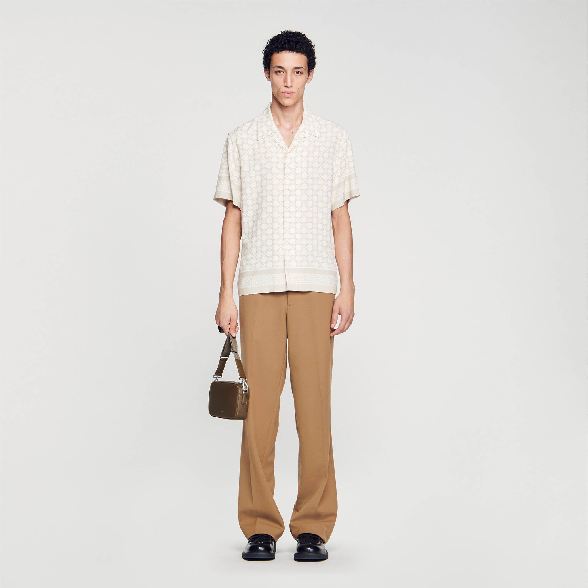 Square Cross Short-Sleeved Shirt : Shirts color Off white / mastic
