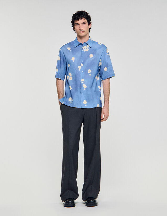 Floral Motif Shirt - SHPCM01511 | sandro-paris.com Floral Motif Shirt : Shirts color Blue Office