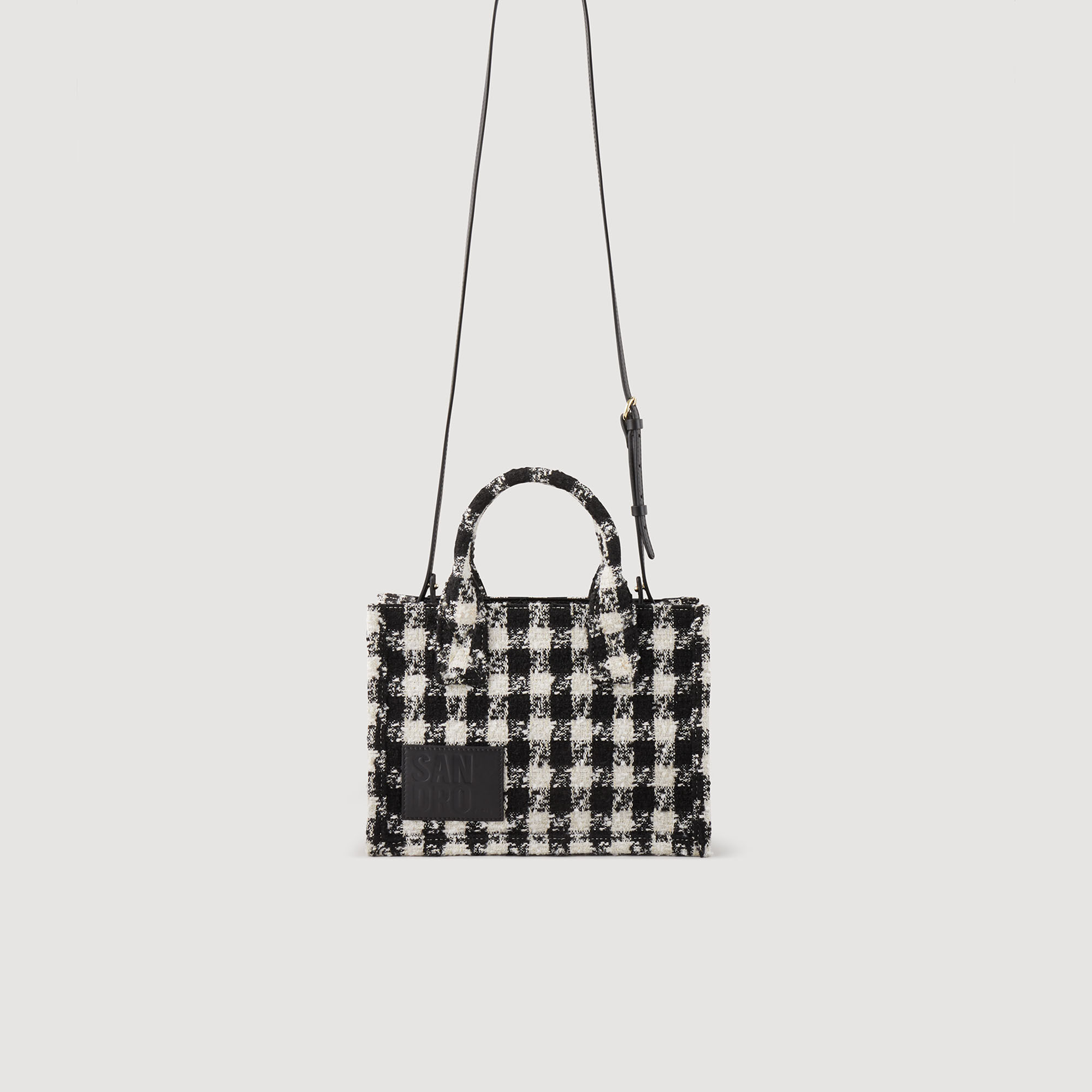 Small Tweed Kasbah Tote Bag : Bags&nbsp; color Black / Ecru