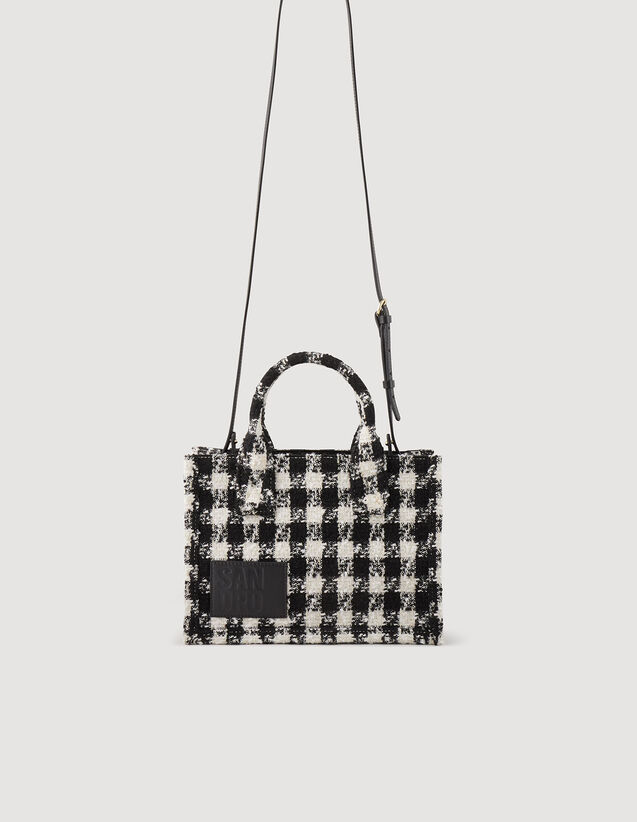 Small Tweed Kasbah Tote Bag : My Kasbah Bag color Black / Ecru