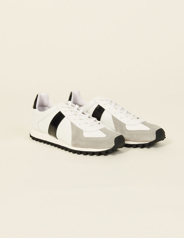 Leather Trainers : Shoes color White/Black/grey