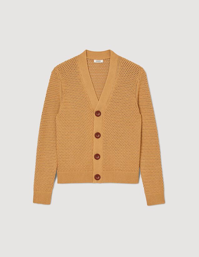 Openwork Knit Cardigan : Sweaters & Cardigans color Camel