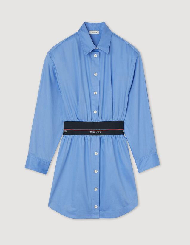 Shirt Dress With Elastic : Dresses color Blue