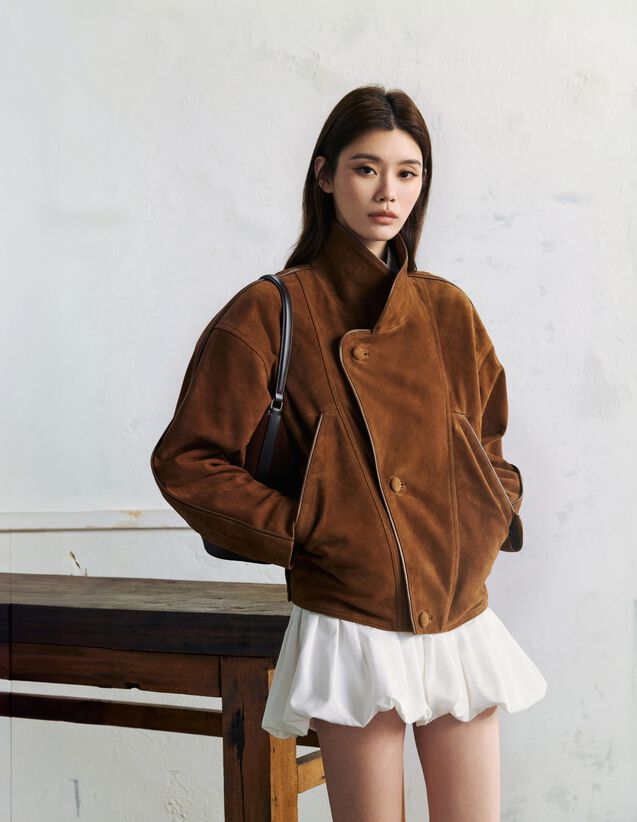 Oversized Suede Jacket - SFPBL01216 | sandro-paris.com Oversized Suede Jacket : Blazers & Jackets color Brown