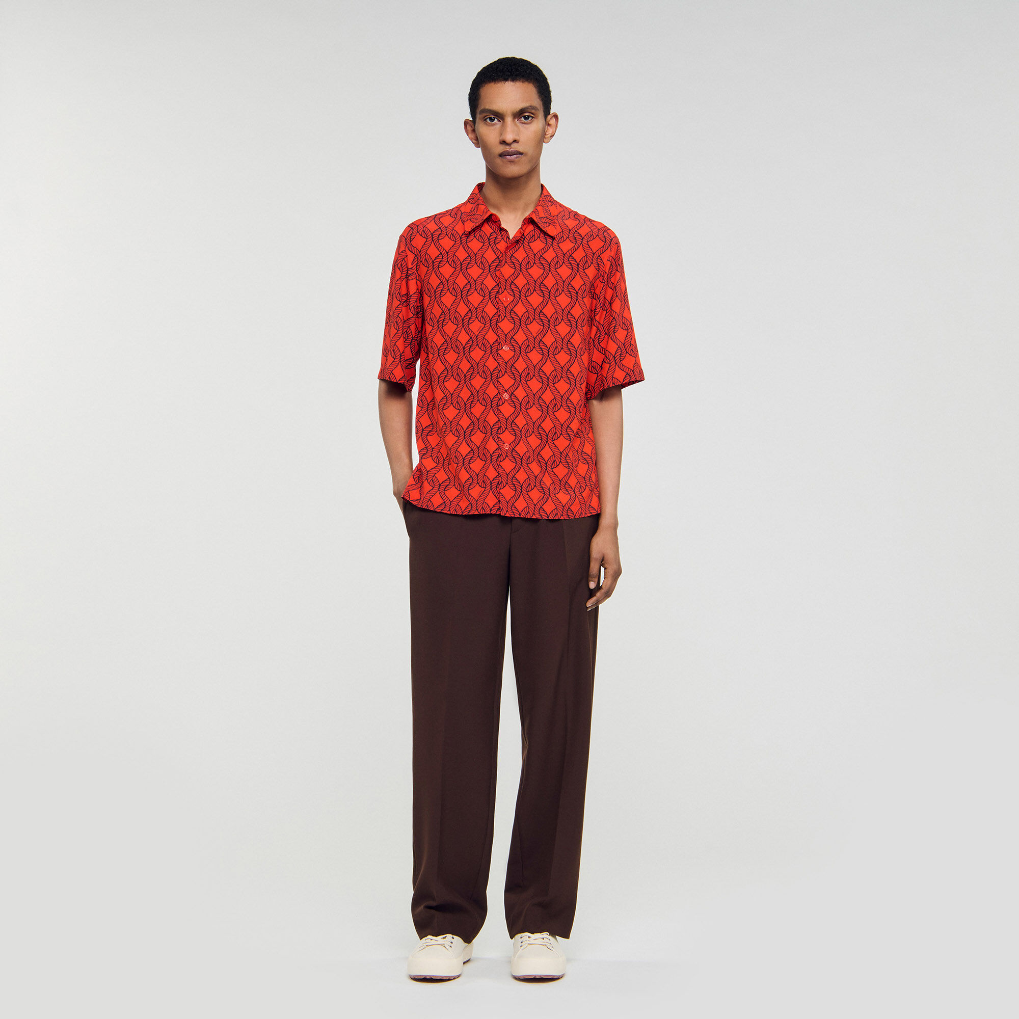 Loose-Fit Rope Print Shirt : Shirts color Butter cream