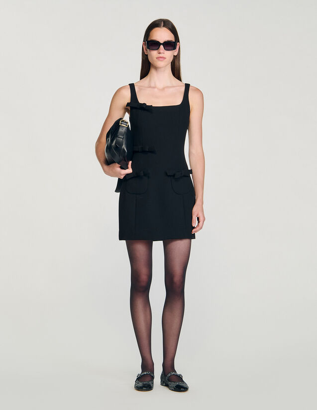 Short Dress With Bows - SFPRO04545 | sandro-paris.com Short Dress With Bows : Dresses color Black
