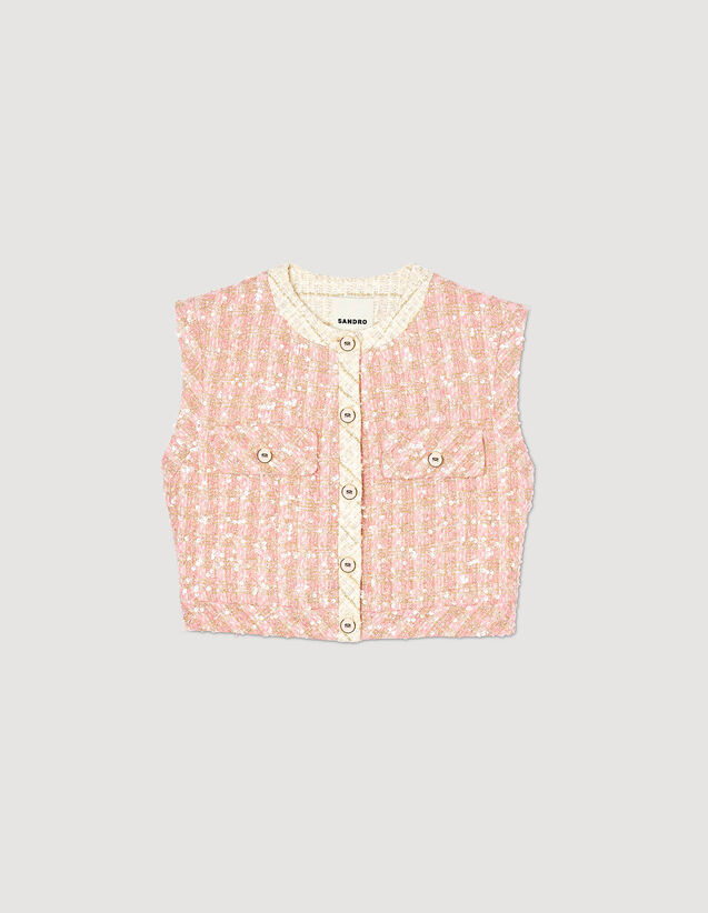 Sleeveless Tweed Jacket : Blazers & Jackets color Pink